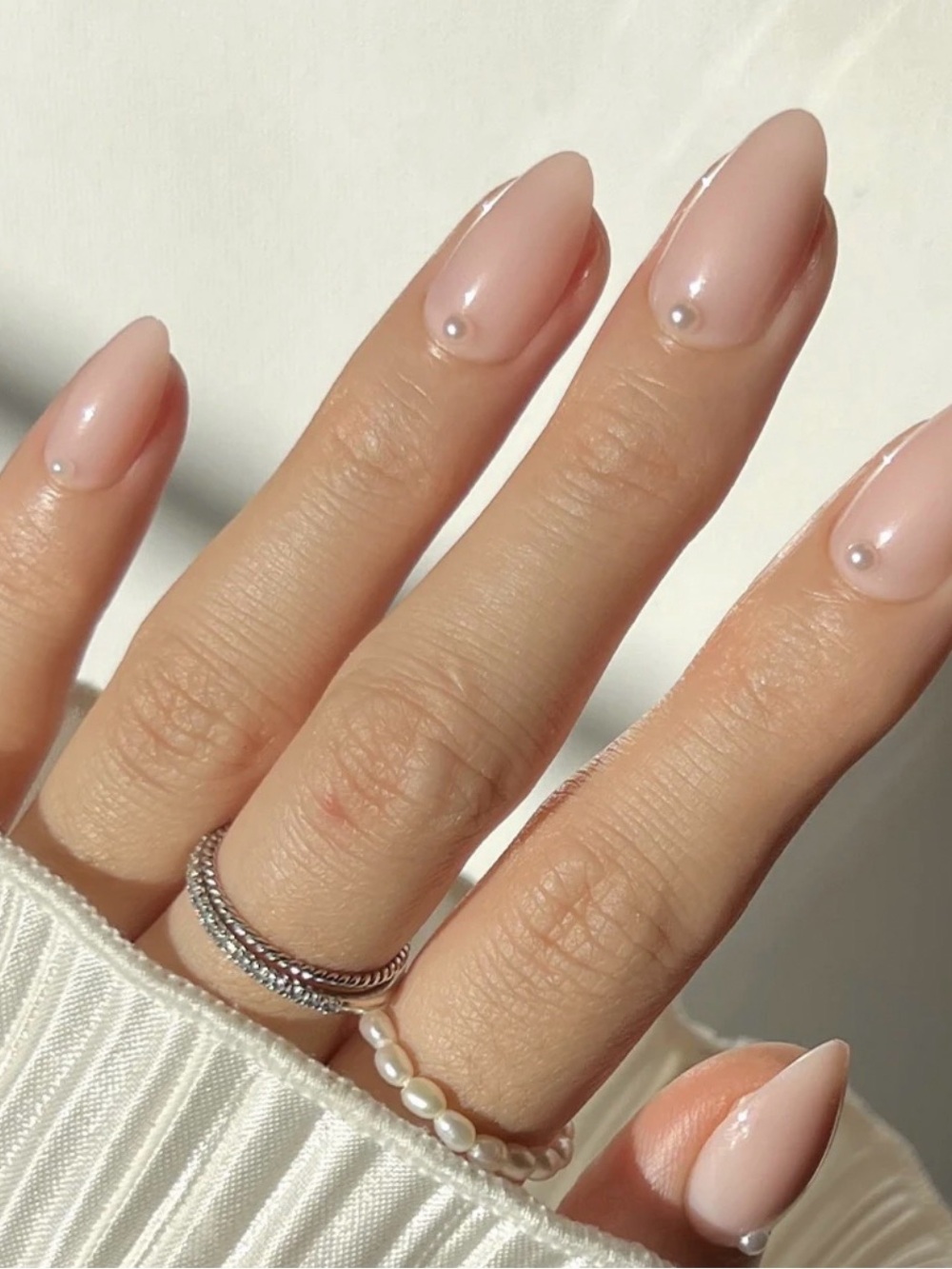 Nude Pearl Accent Gel Nail Polish - Women Glamnetic Press On Nails NIB
